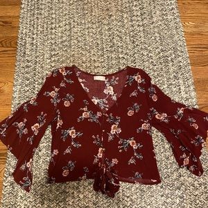 burgundy floral Altar’d State long sleeve top